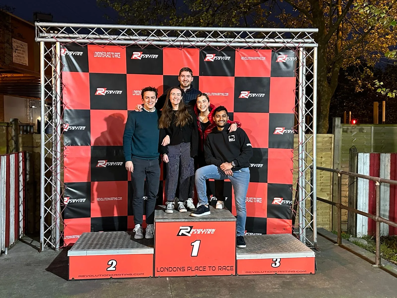 On the karting podium