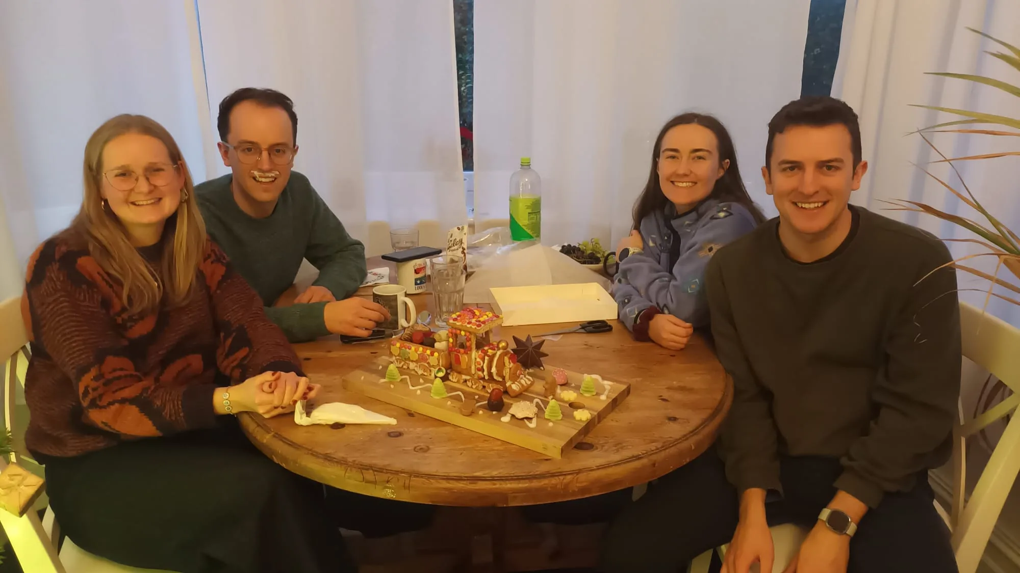 Making a gingerbread house with friends