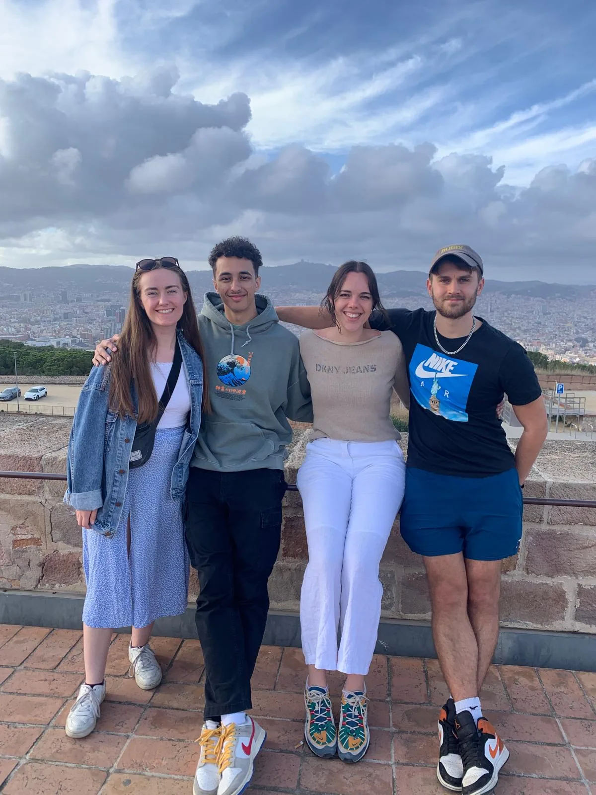 Friends on a viewpoint in Barcelona