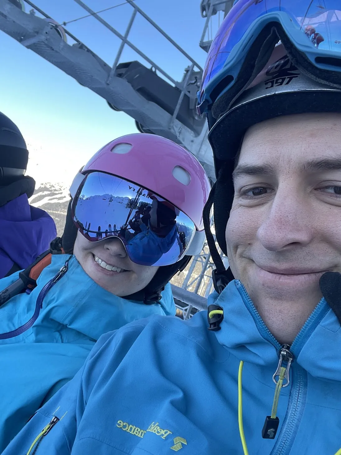 Bluebird day on the ski lift